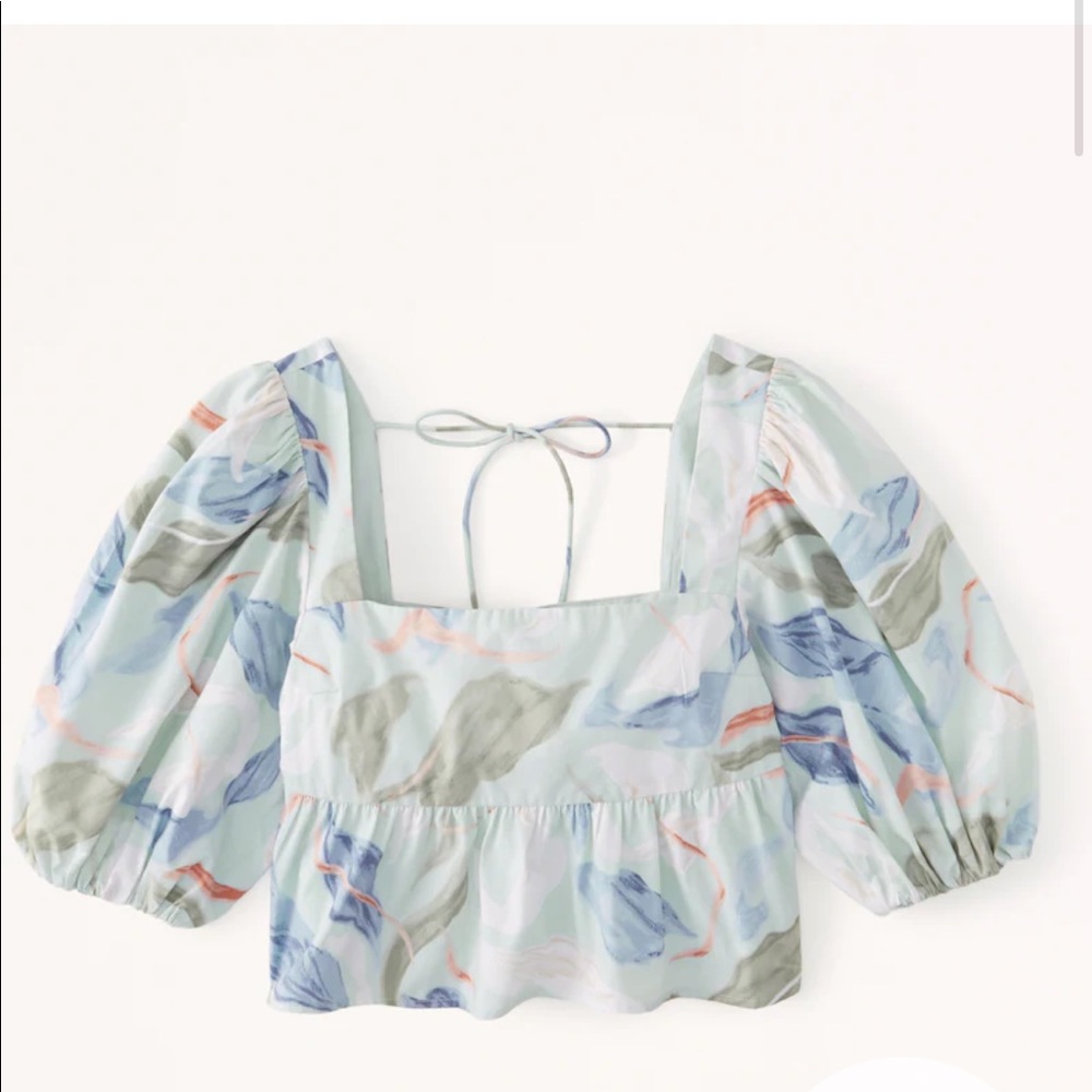 Puff Sleeve Poplin Squareneck Top